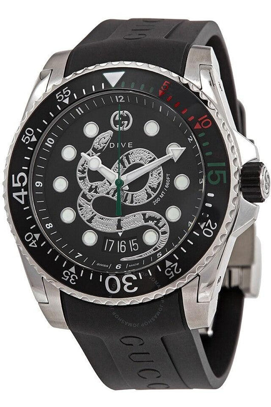 Buy Gucci Men's Quartz Swiss Made Silicone Strap Black Dial 45mm Watch YA136217 in Pakistan