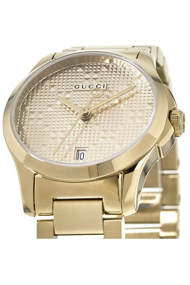 Buy Gucci Women's Swiss Made Quartz Stainless Steel Gold Dial 27mm Watch YA126553 in Pakistan
