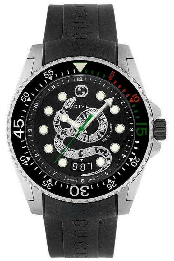Buy Gucci Men's Quartz Swiss Made Silicone Strap Black Dial 45mm Watch YA136217 in Pakistan
