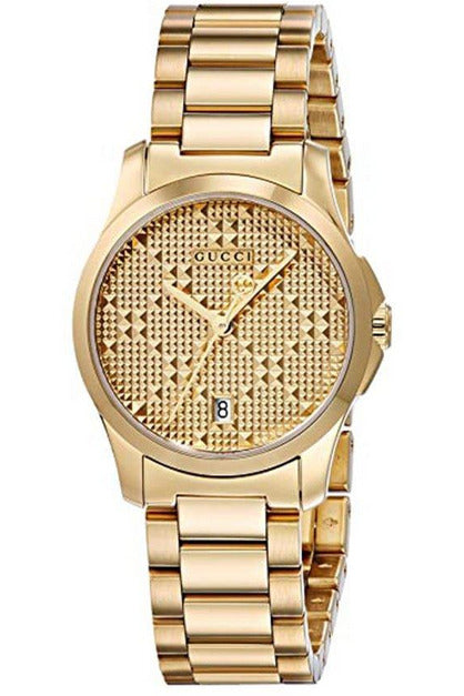 Buy Gucci Women's Swiss Made Quartz Stainless Steel Gold Dial 27mm Watch YA126553 in Pakistan