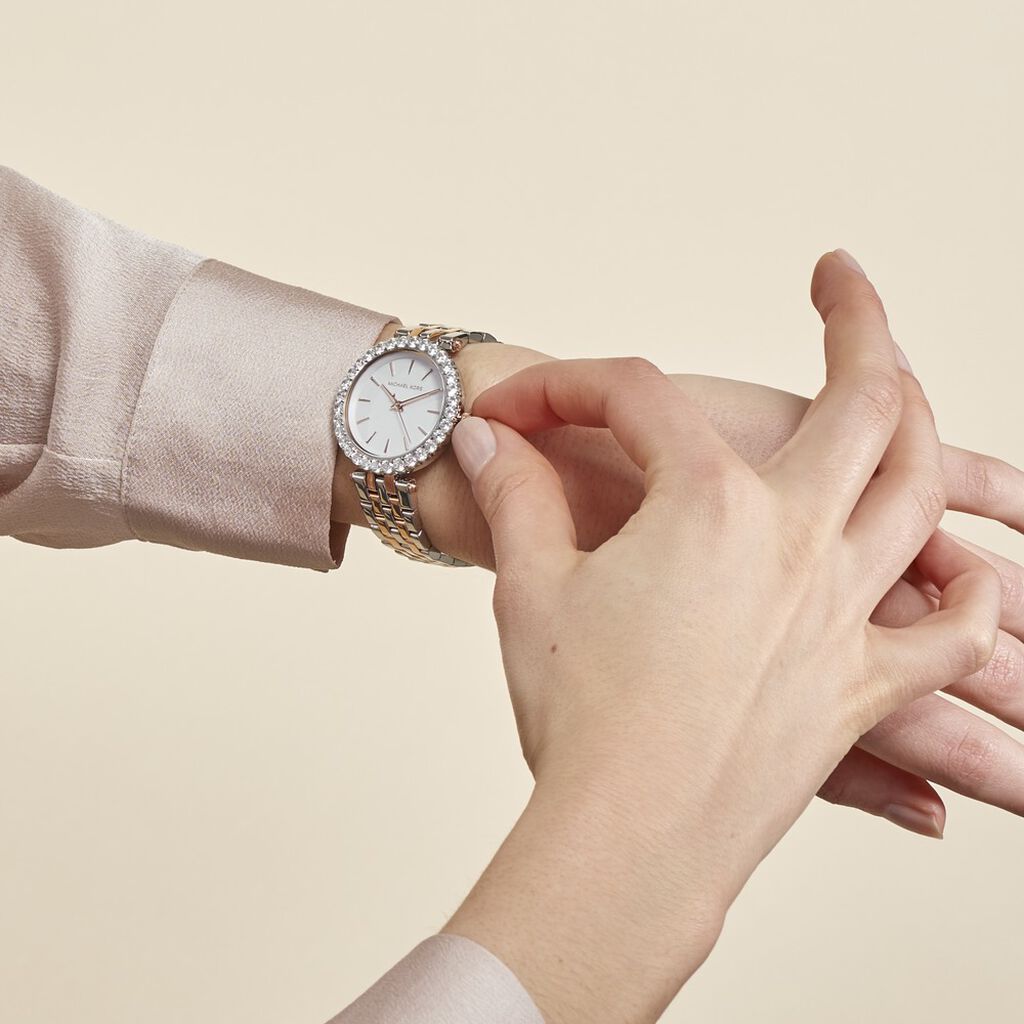 Buy Michael Kors Womens Quartz Darci Two Tone Diamonds Stainless Steel Silver Dial 35mm Watch - Mk4515 in Pakistan