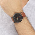 Buy Men's Quartz Brown Leather Strap Black Dial 44Mm Watch in Pakistan