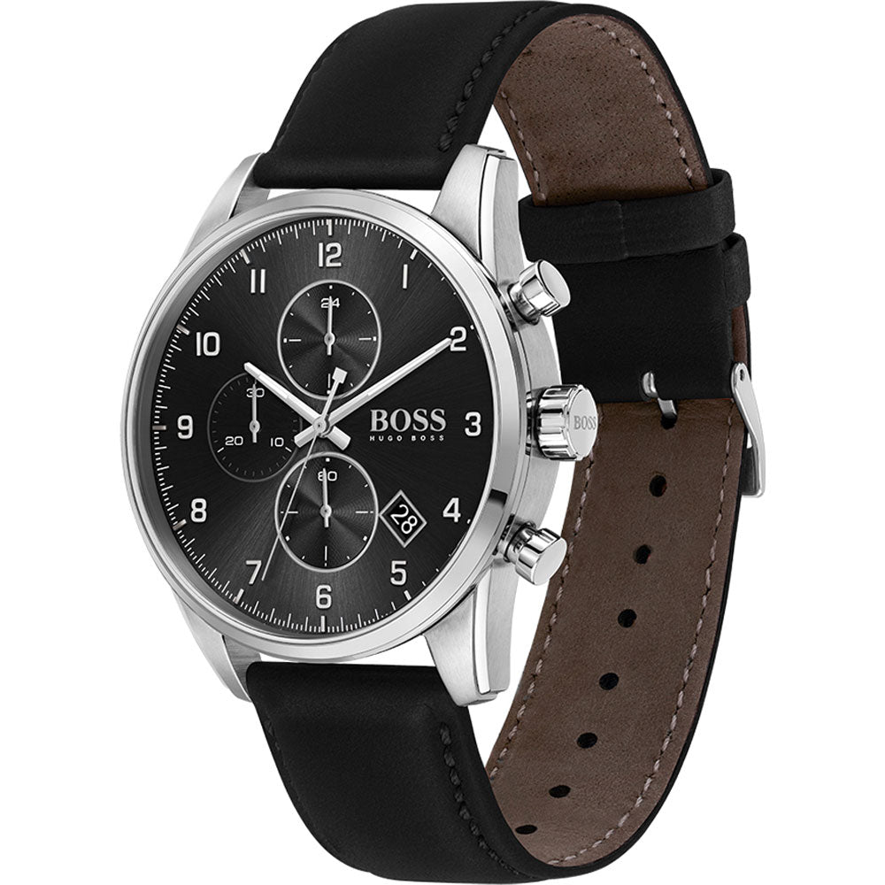 Buy Hugo Boss Quartz Black Leather Strap Black Dial 44mm Watch for Men - 1513782 in Pakistan