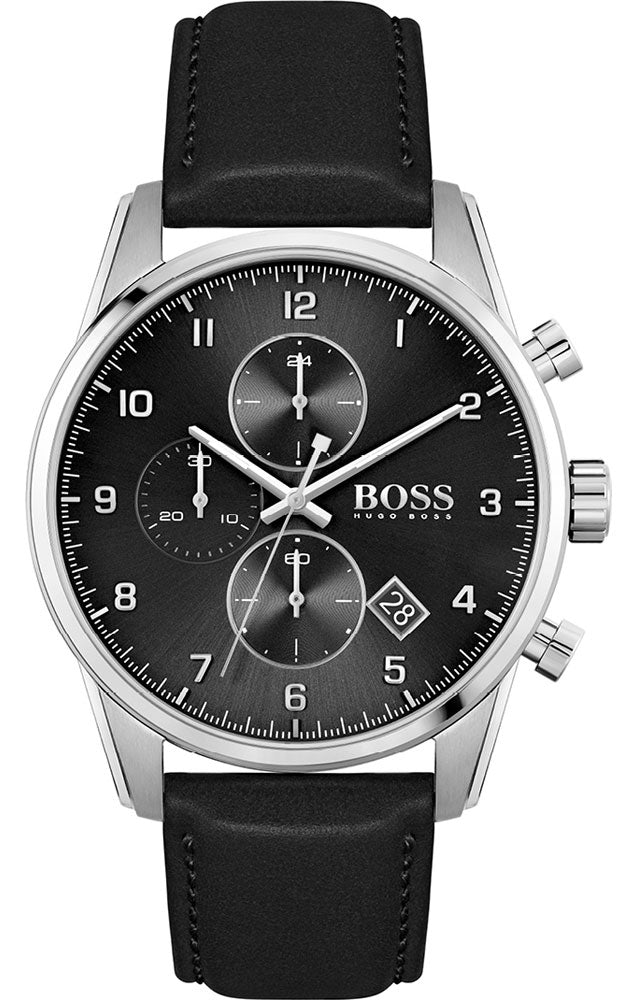 Buy Hugo Boss Quartz Black Leather Strap Black Dial 44mm Watch for Men - 1513782 in Pakistan