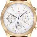 Buy Tommy Hilfiger Mens Quartz Brown Leather Strap Silver Dial 44mm Watch - 1791742 in Pakistan