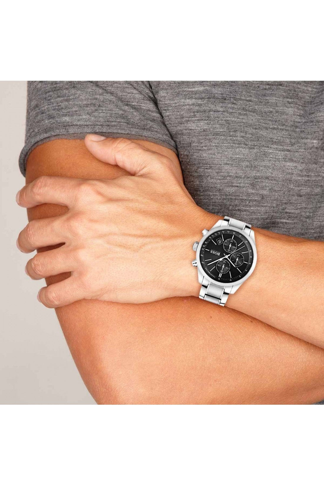 Buy Hugo Boss Mens Chronograph Quartz Grand Prix Stainless Steel Black Dial 44mm Watch - 1513477 in Pakistan