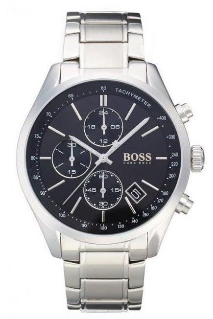 Buy Hugo Boss Mens Chronograph Quartz Grand Prix Stainless Steel Black Dial 44mm Watch - 1513477 in Pakistan