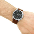 Buy Tommy Hilfiger Mens Quartz Brown Leather Strap Blue Dial 44mm Watch - 1791741 in Pakistan
