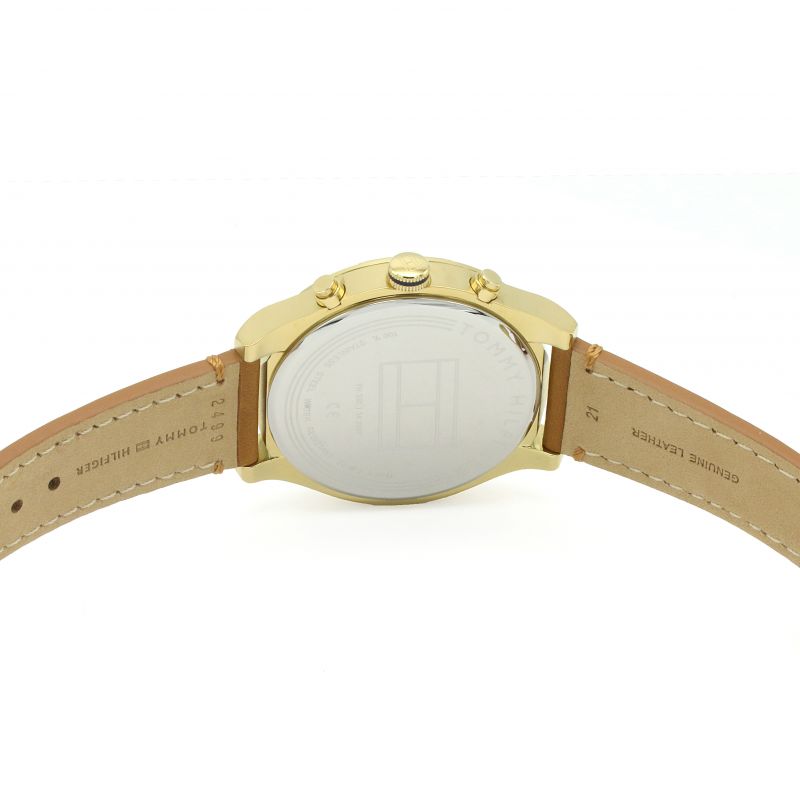Buy Tommy Hilfiger Mens Quartz Brown Leather Strap Silver Dial 44mm Watch - 1791742 in Pakistan