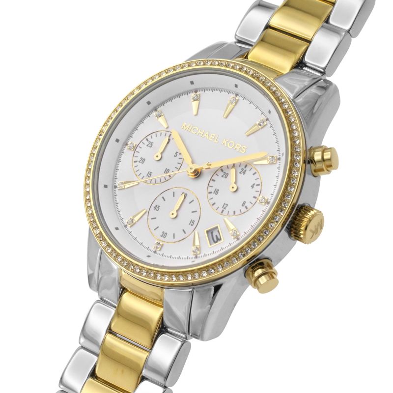 Buy Michael Kors Womens Quartz Chronograph Ritz Two Tone Stainless Steel White Dial 37mm Watch - Mk6474 in Pakistan