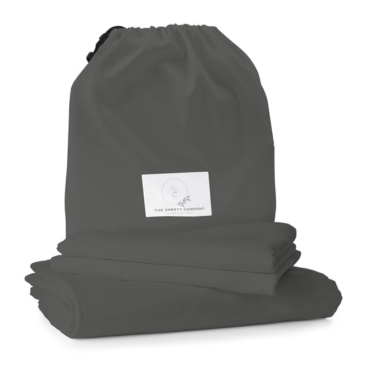 Buy The Sheets Company 400 Thread Count 100% Cotton Sateen Weave King Bedsheet Set - Charcoal in Pakistan