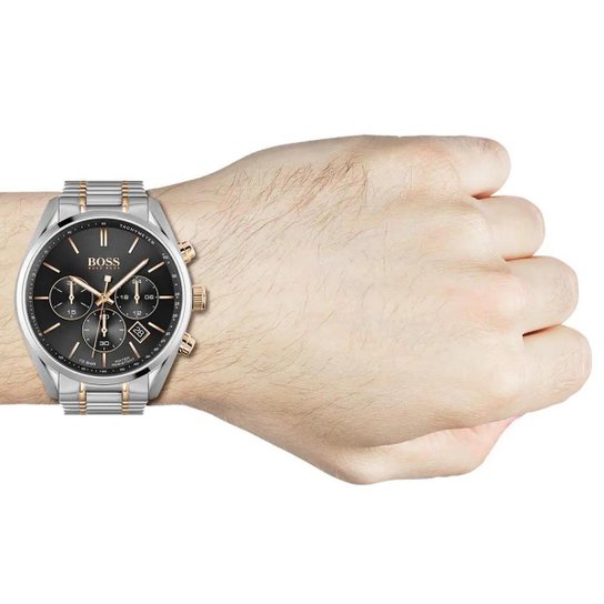 Buy Hugo Boss Mens Chronograph Champion Silver Stainless Steel Black Dial 44mm Watch - 1513819 in Pakistan