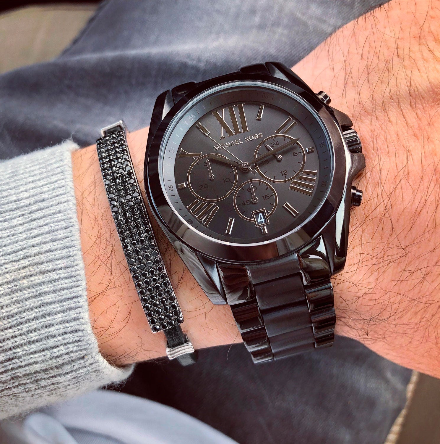 Buy Michael Kors Unisex Chronograph Quartz Bradshaw Black Stainless Steel Black Dial 42mm Watch - Mk5550 in Pakistan