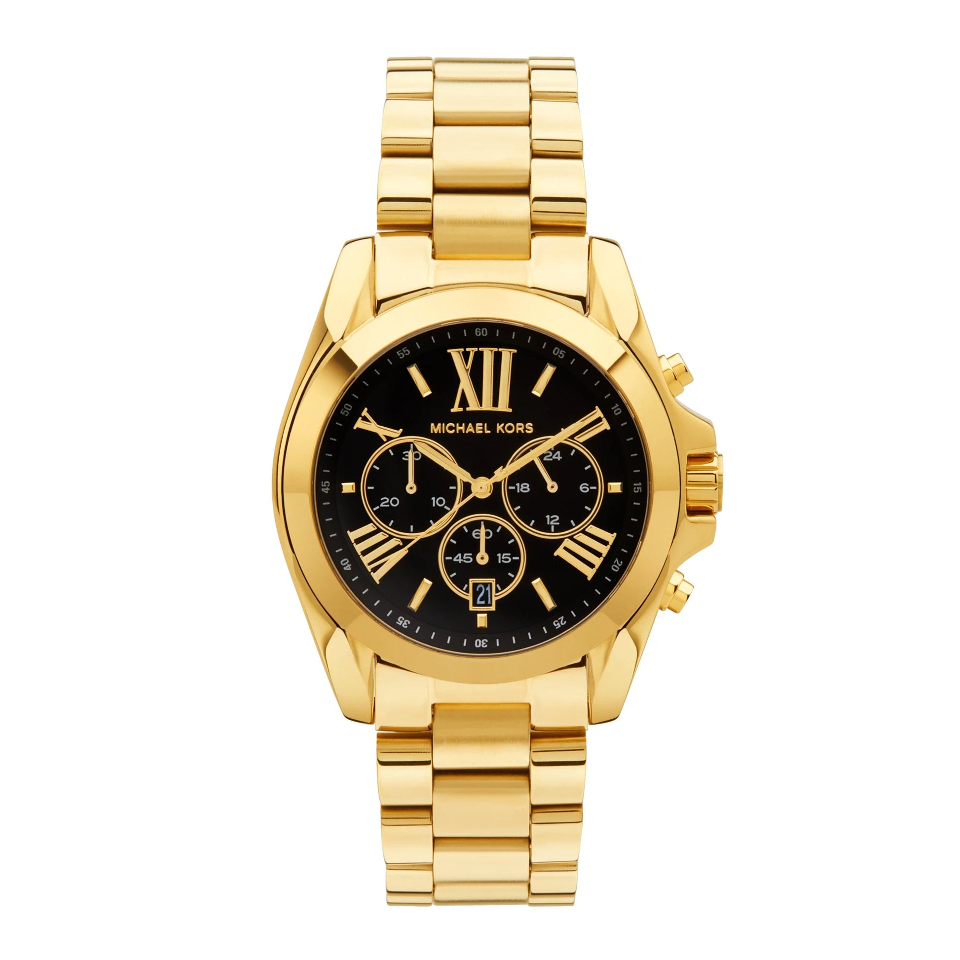 Buy Michael Kors Womens Chronograph Quartz Bradshaw Gold Stainless Steel Black Dial 43mm Watch - Mk5739 in Pakistan