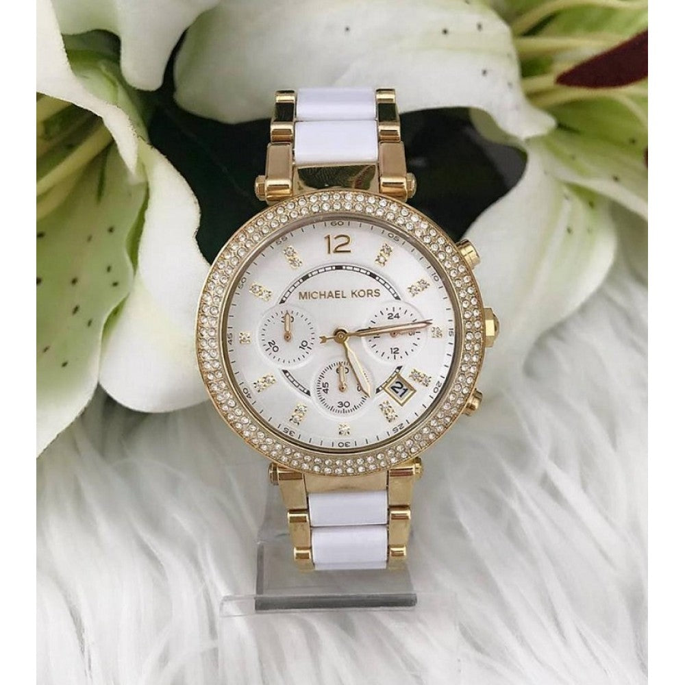 Buy Michael Kors Womens Quartz Parker Stainless Steel White Dial 39mm Watch - Mk6119 in Pakistan