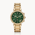 Buy Michael Kors Womens Quartz Chronograph Parker Gold Stainless Steel Green Dial 38mm Watch - Mk6263 in Pakistan