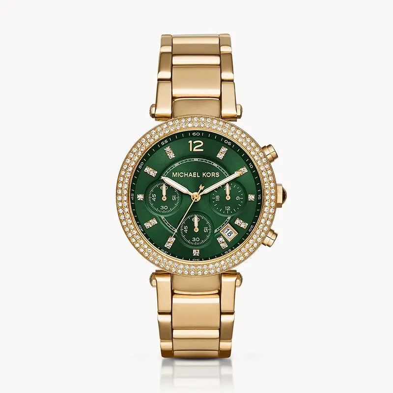 Buy Michael Kors Womens Quartz Chronograph Parker Gold Stainless Steel Green Dial 38mm Watch - Mk6263 in Pakistan