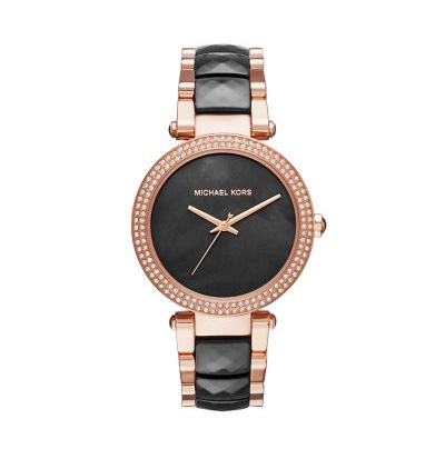Buy Michael Kors Women's Parker Black Dial Two Tone Stainless Steel Strap Watch MK6414 in Pakistan