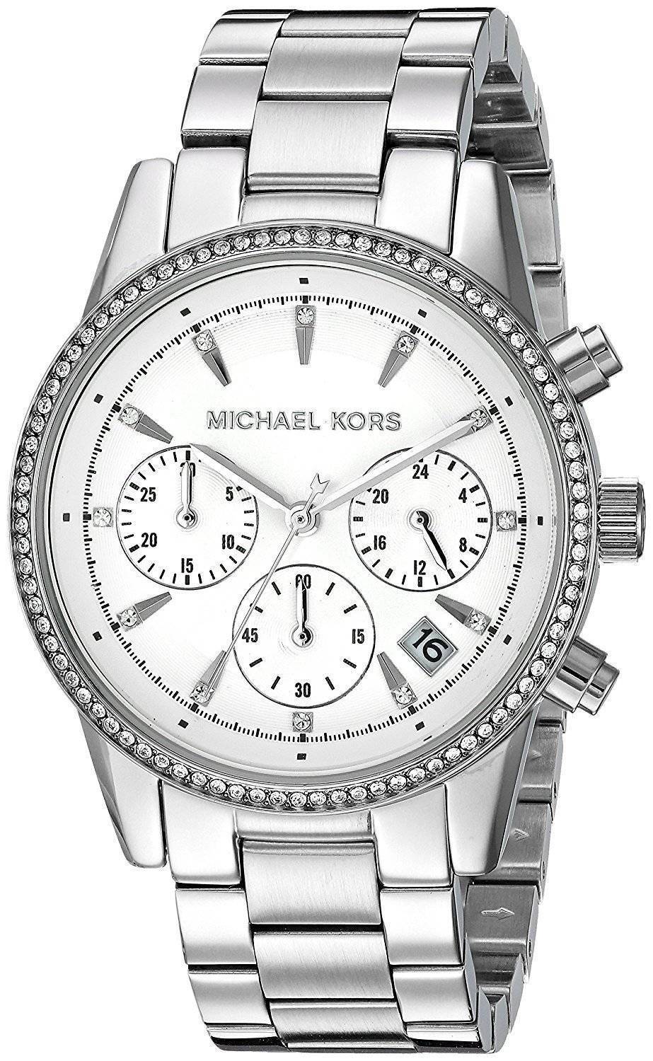 Buy Michael Kors Womens Quartz Ritz Silver Stainless Steel White Dial 37mm Watch - Mk6428 in Pakistan