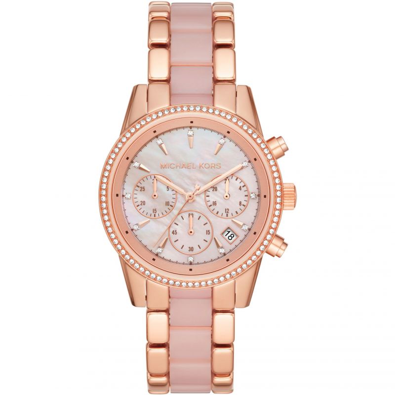 Buy Michael Kors Ritz Chronograph Quartz Crystal Two Tone Strap Ladies Watch - MK6769 in Pakistan