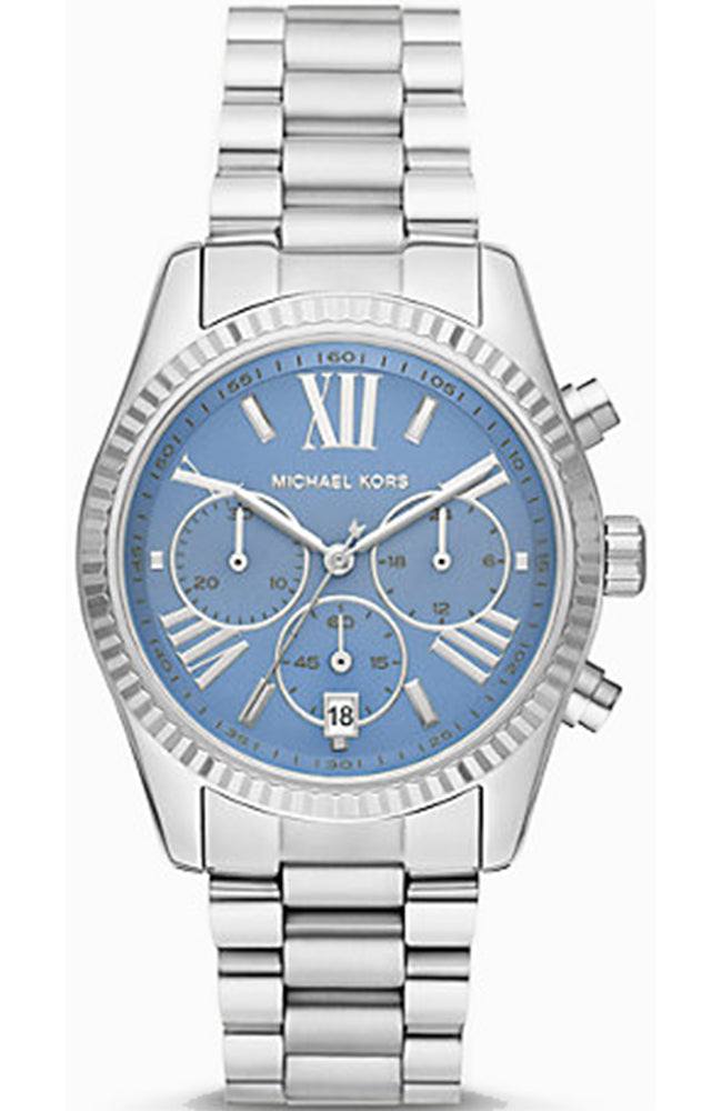 Buy Michael Kors Womens Quartz Lexington Silver Stainless Steel Blue Dial 38mm Watch - Mk7215 in Pakistan