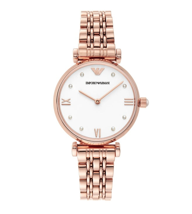 Buy Emporio Armani Womens Rose Gold Stainless Steel White Dial 32mm Watch - Ar11267 in Pakistan