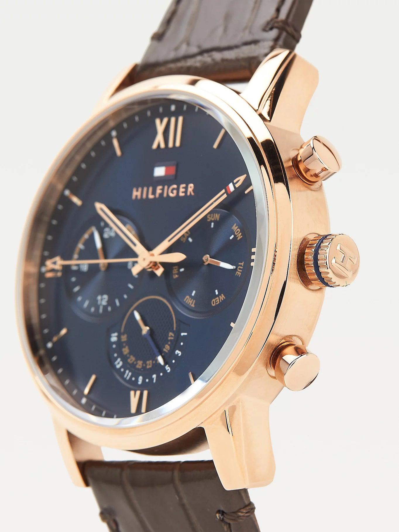 Buy Tommy Hilfiger Quartz Brown Leather Strap Blue Dial 46mm Watch for Men - 1791532 in Pakistan