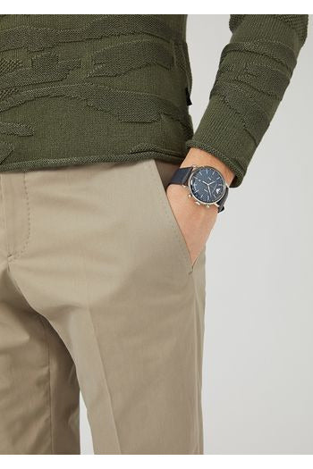 Buy Emporio Armani Men's Chronograph Quartz Leather Strap Blue Dial 43mm Watch AR11105 in Pakistan