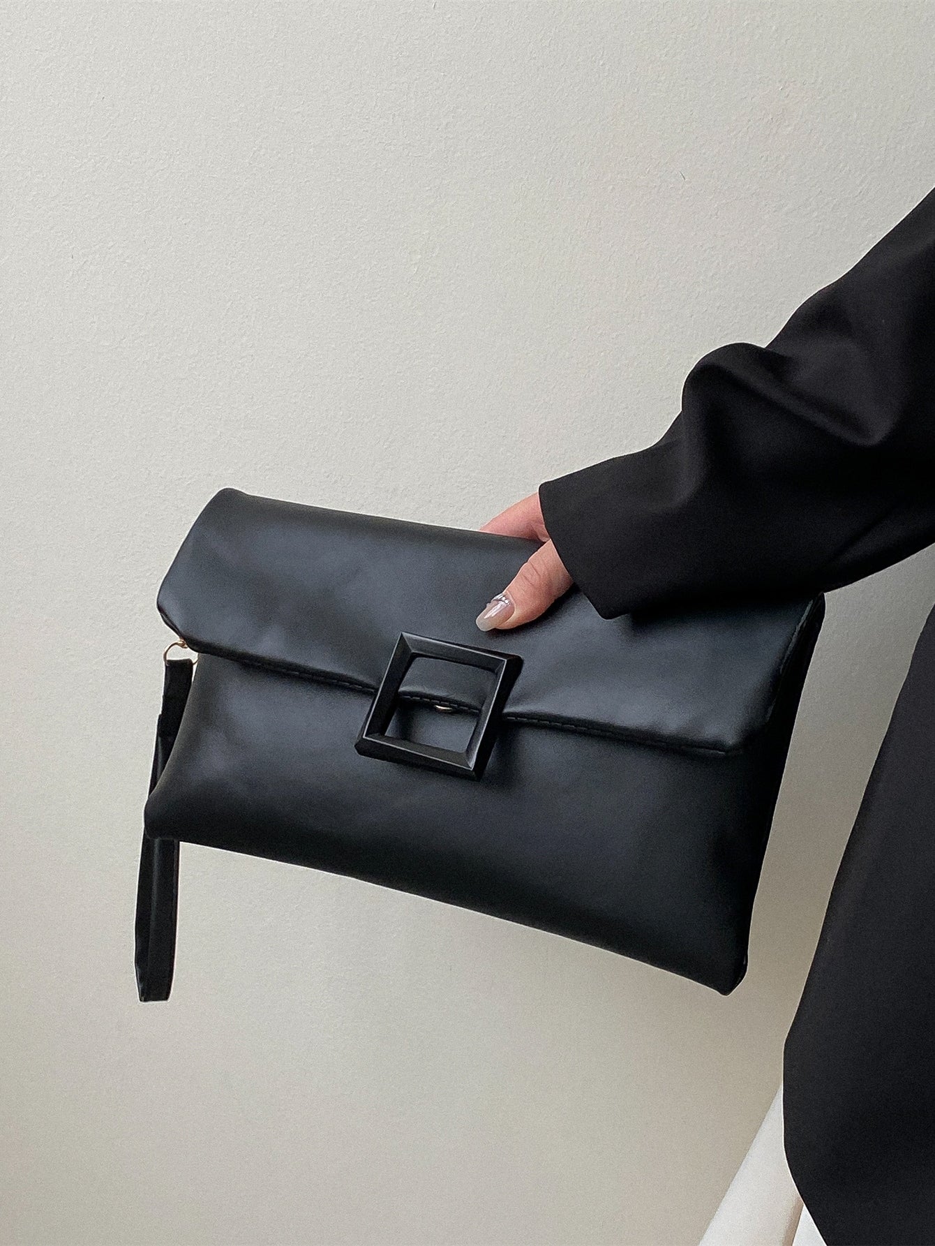 Buy SHEIN Minimalist Flap Envelope Bag Black in Pakistan