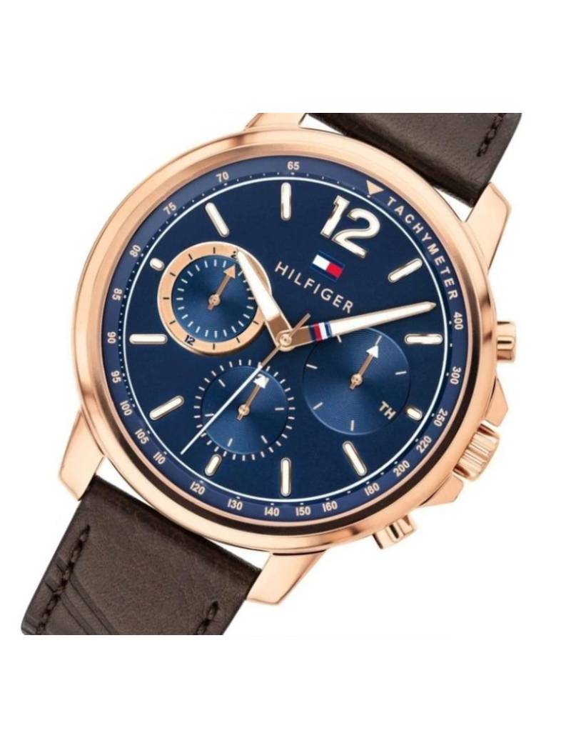 Buy Tommy Hilfiger Quartz Brown Leather Strap Blue Dial 46mm Watch for Men - 1791532 in Pakistan