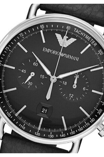 Buy Emporio Armani Men's Chronograph Quartz Leather Strap Black Dial 43mm Watch AR11143 in Pakistan