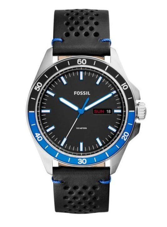 Buy Men's Quartz Sport Black Leather Strap Black Dial 44Mm Watch in Pakistan