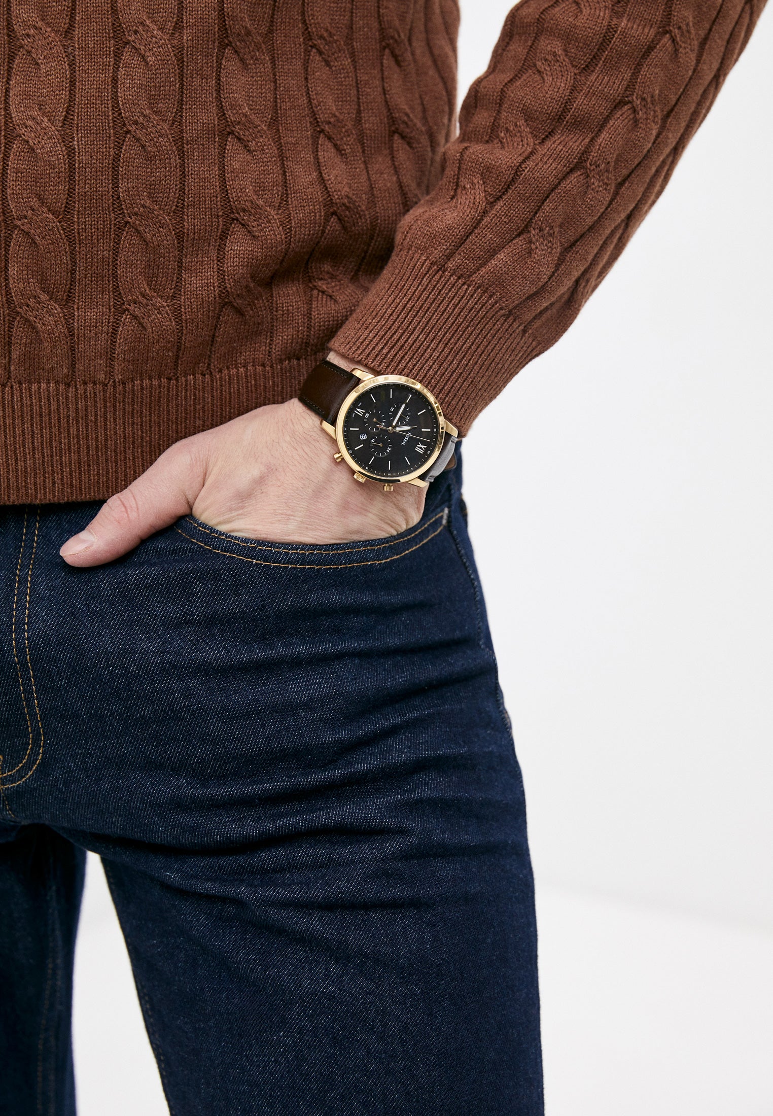 Buy Fossil Men's Quartz Leather Strap Black Dial 44mm Watch FS5763 in Pakistan