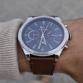 Buy Tommy Hilfiger Mens Quartz Brown Leather Strap Blue Dial 44mm Watch - 1791741 in Pakistan