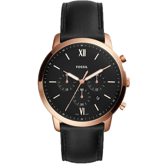 Buy Fossil Men's Chronograph Quartz Black Leather Strap Black Dial 44mm Watch FS5381 in Pakistan