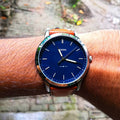 Buy Men's Quartz The Minimalist Brown Leather Strap Blue Dial 44Mm Watch in Pakistan
