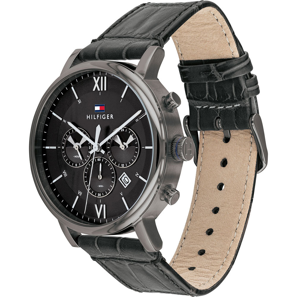 Buy Tommy Hilfiger Mens Quartz Leather Strap Black Dial 44mm Watch - 1710395 in Pakistan