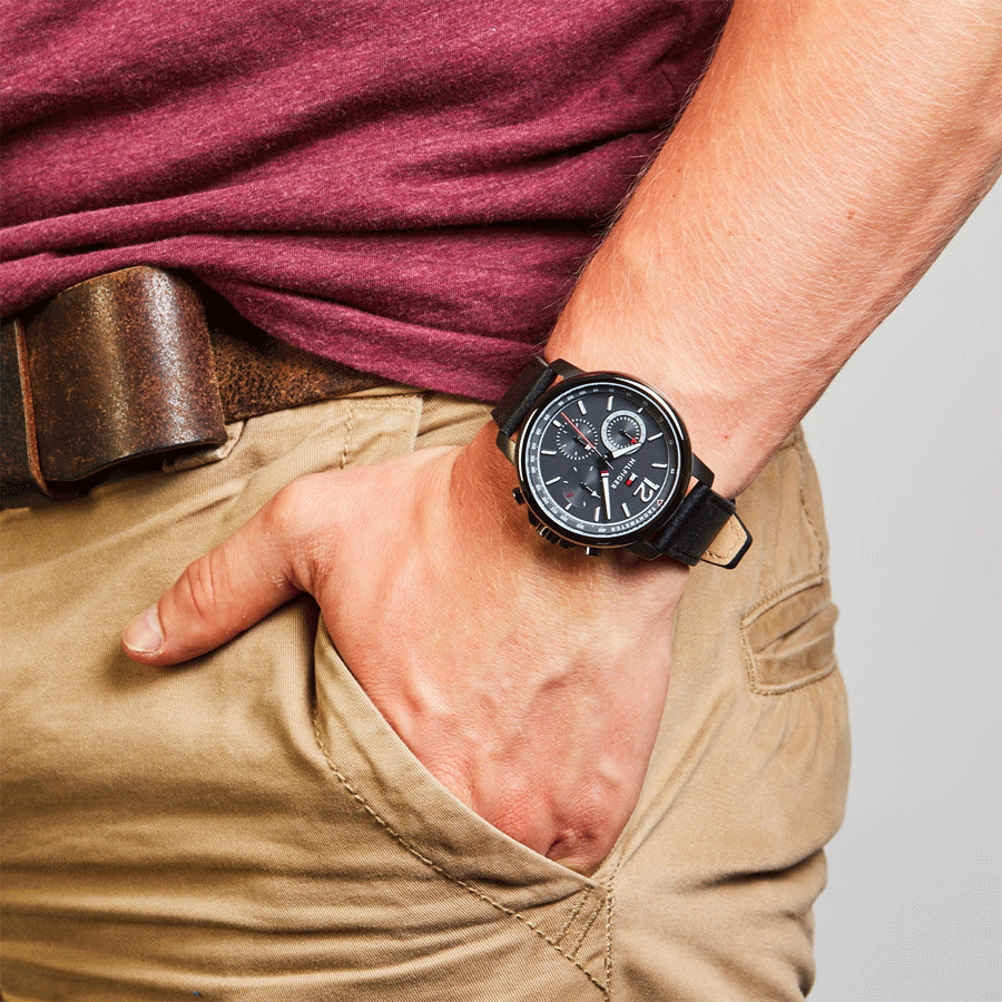 Buy Tommy Hilfiger Quartz Black Leather Strap Grey Dial 46mm Watch for Men - 1791533 in Pakistan