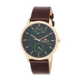Buy Tommy Hilfiger Mens Quartz Brown Leather Strap Green Dial 41mm Watch - 1791607 in Pakistan