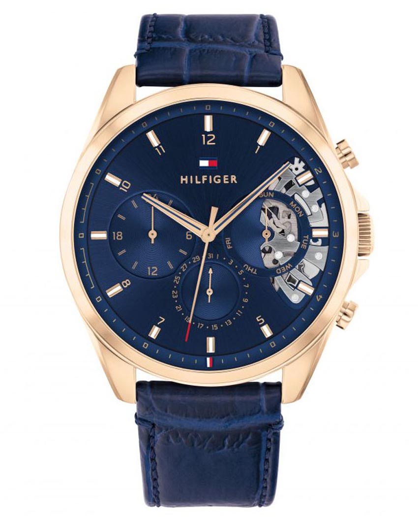 Buy Tommy Hilfiger Mens Quartz Leather Strap Blue Dial 44mm Watch - 1710451 in Pakistan