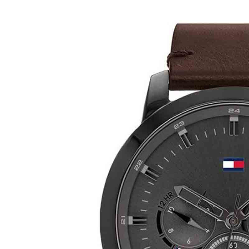 Buy Tommy Hilfiger Mens Quartz Brown Leather Strap Grey Dial 46mm Watch - 1791799 in Pakistan