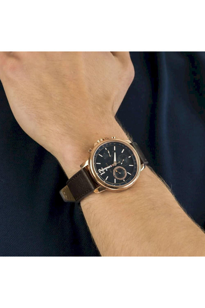 Buy Tommy Hilfiger Quartz Brown Leather Strap Blue Dial 46mm Watch for Men - 1791532 in Pakistan