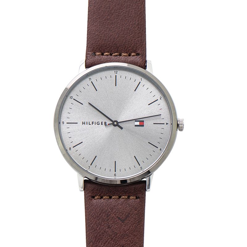 Buy Tommy Hilfiger Quartz Brown Leather Strap Silver Dial 40mm Watch for Men - 1791463 in Pakistan