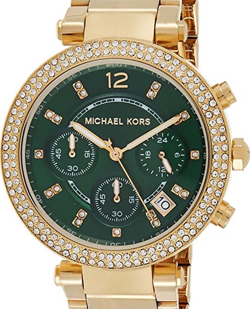 Buy Michael Kors Womens Quartz Chronograph Parker Gold Stainless Steel Green Dial 38mm Watch - Mk6263 in Pakistan