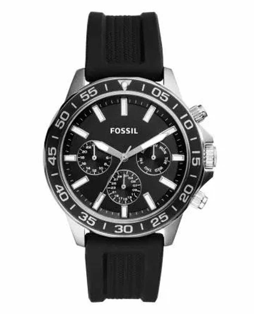 Buy Men's Chronograph Quartz Bannon Black Silicone Strap Black Dial 45Mm Watch in Pakistan