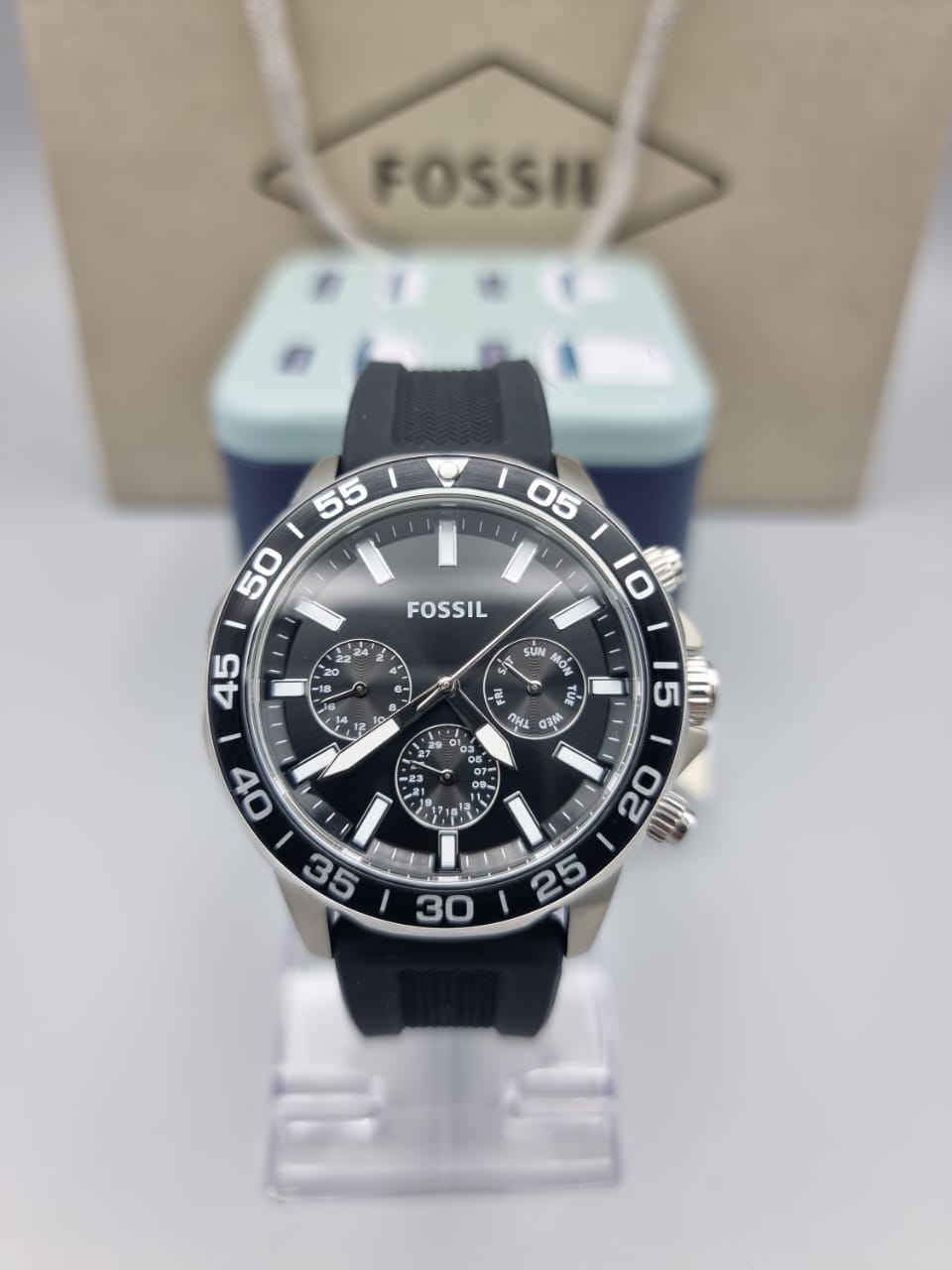 Buy Men's Chronograph Quartz Bannon Black Silicone Strap Black Dial 45Mm Watch in Pakistan