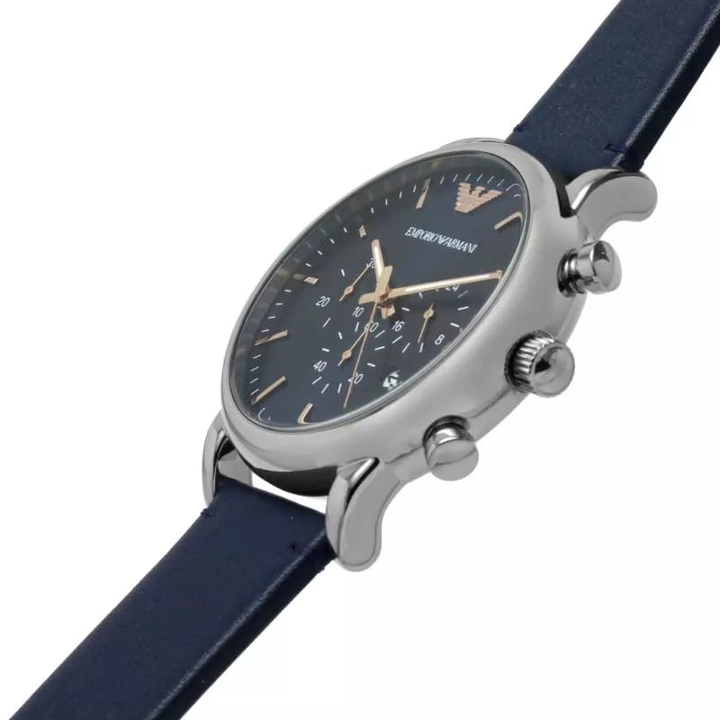 Buy Emporio Armani Men's Chronograph Leather Strap Blue Dial 46mm Watch - AR11451 in Pakistan