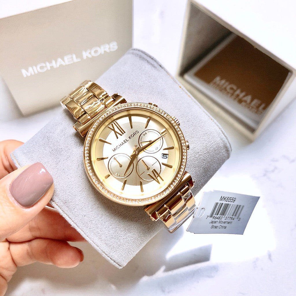Buy Michael Kors Womens Quartz Chronograph Stainless Steel Gold Dial 39mm Watch - Mk6559 in Pakistan