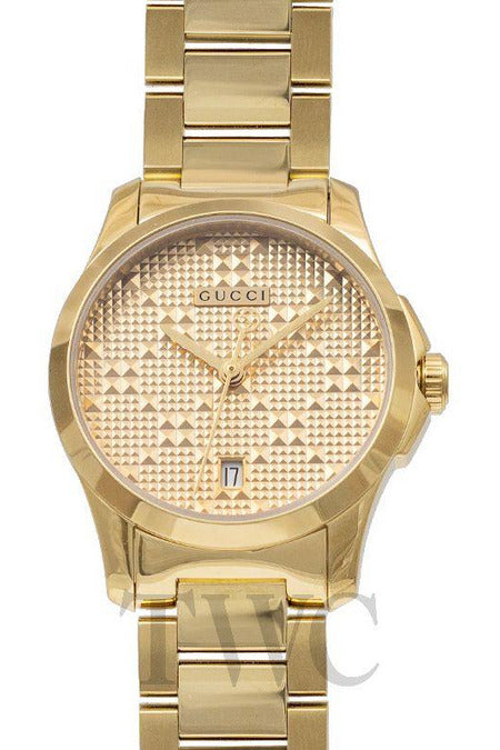 Buy Gucci Women's Swiss Made Quartz Stainless Steel Gold Dial 27mm Watch YA126553 in Pakistan