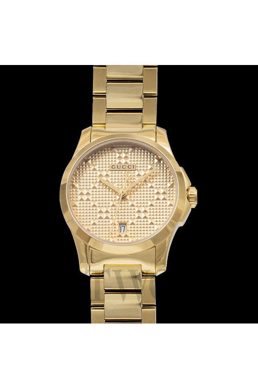 Buy Gucci Women's Swiss Made Quartz Stainless Steel Gold Dial 27mm Watch YA126553 in Pakistan